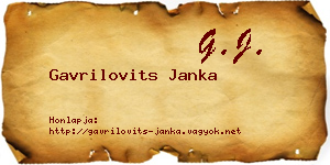 Gavrilovits Janka névjegykártya